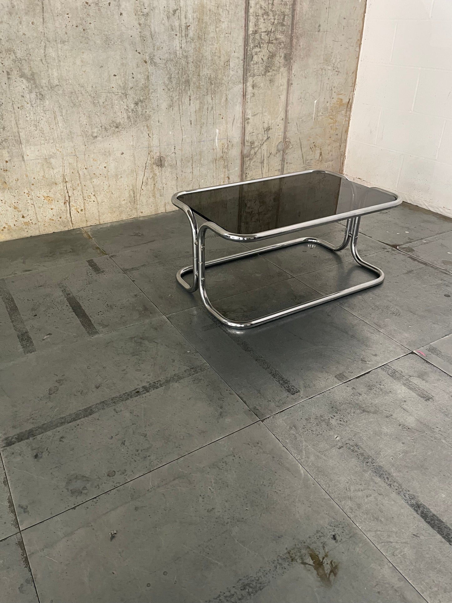 CHROME & Smoked Glass Coffee Table