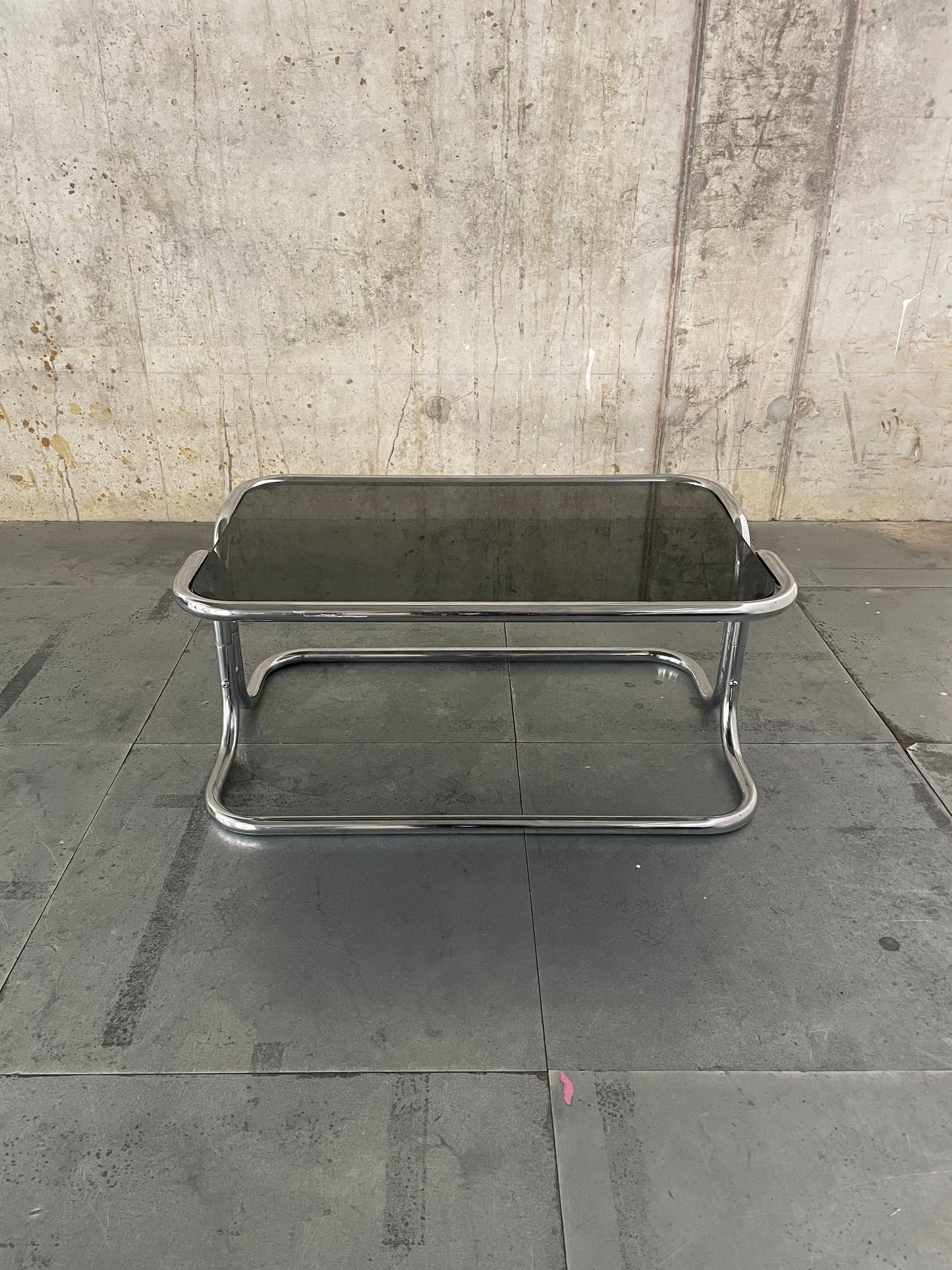 CHROME & Smoked Glass Coffee Table