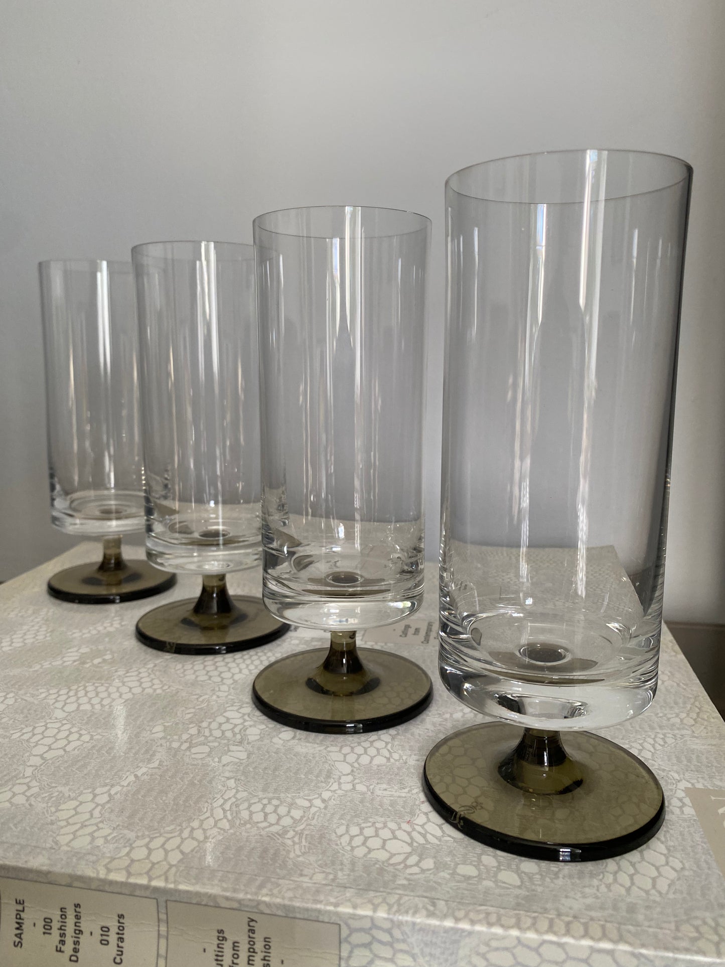 ROSENTHAL 1970’s Smoked pedestal base flutes x 4