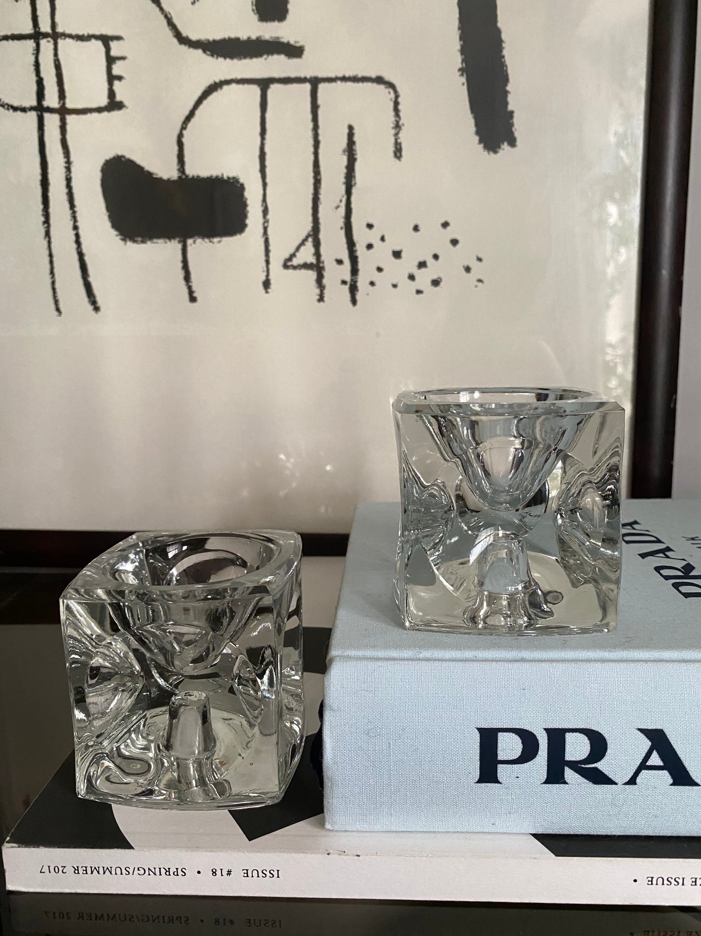 1970s Rudolf Jurnikl for Sklo Union ‘Ice Cube’ Candle Holder (Set of 2)