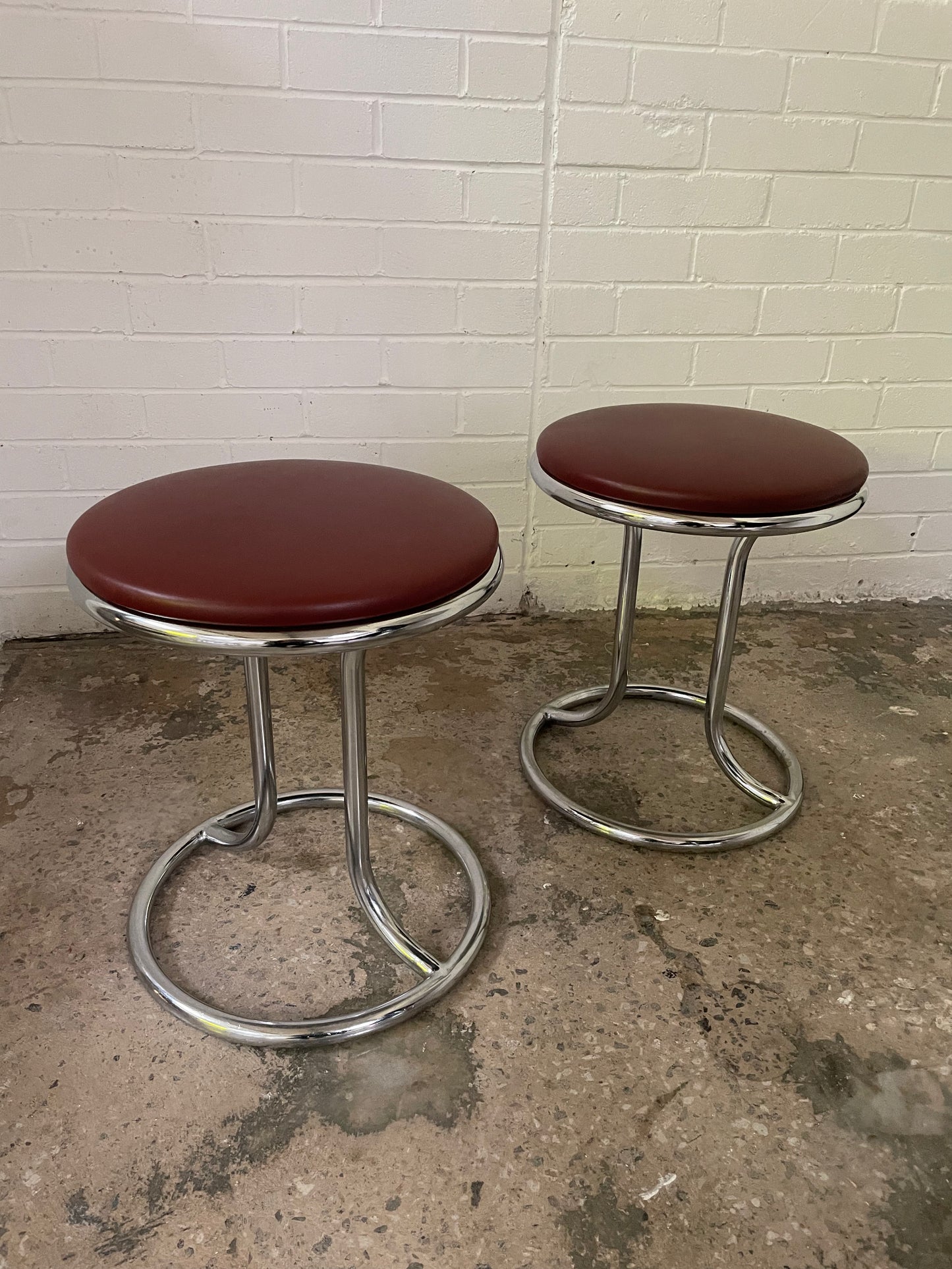 1950’s French Tubular Chrome & Leather Stools