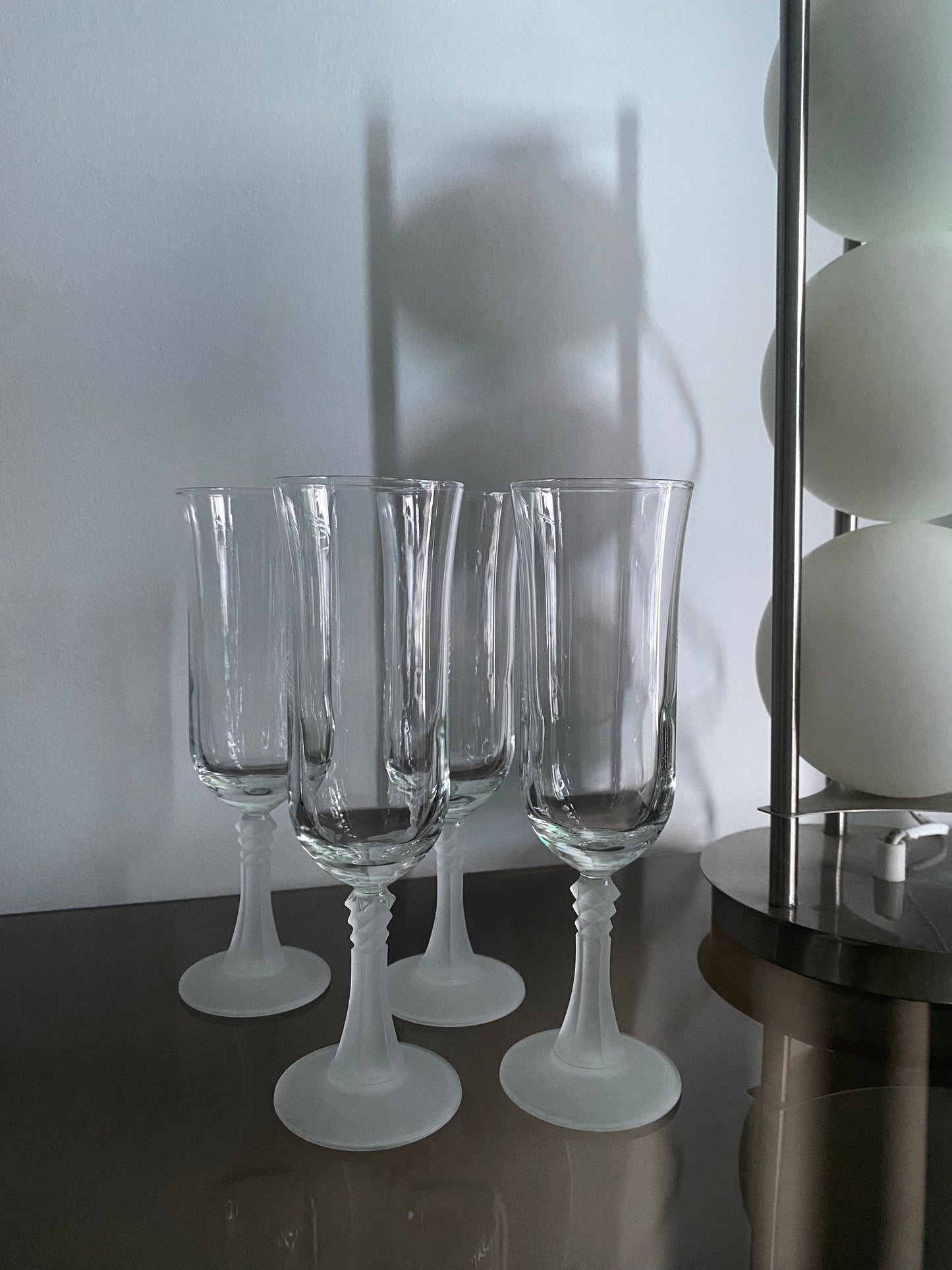 FROSTED Stem Vintage Flutes (set of 4)