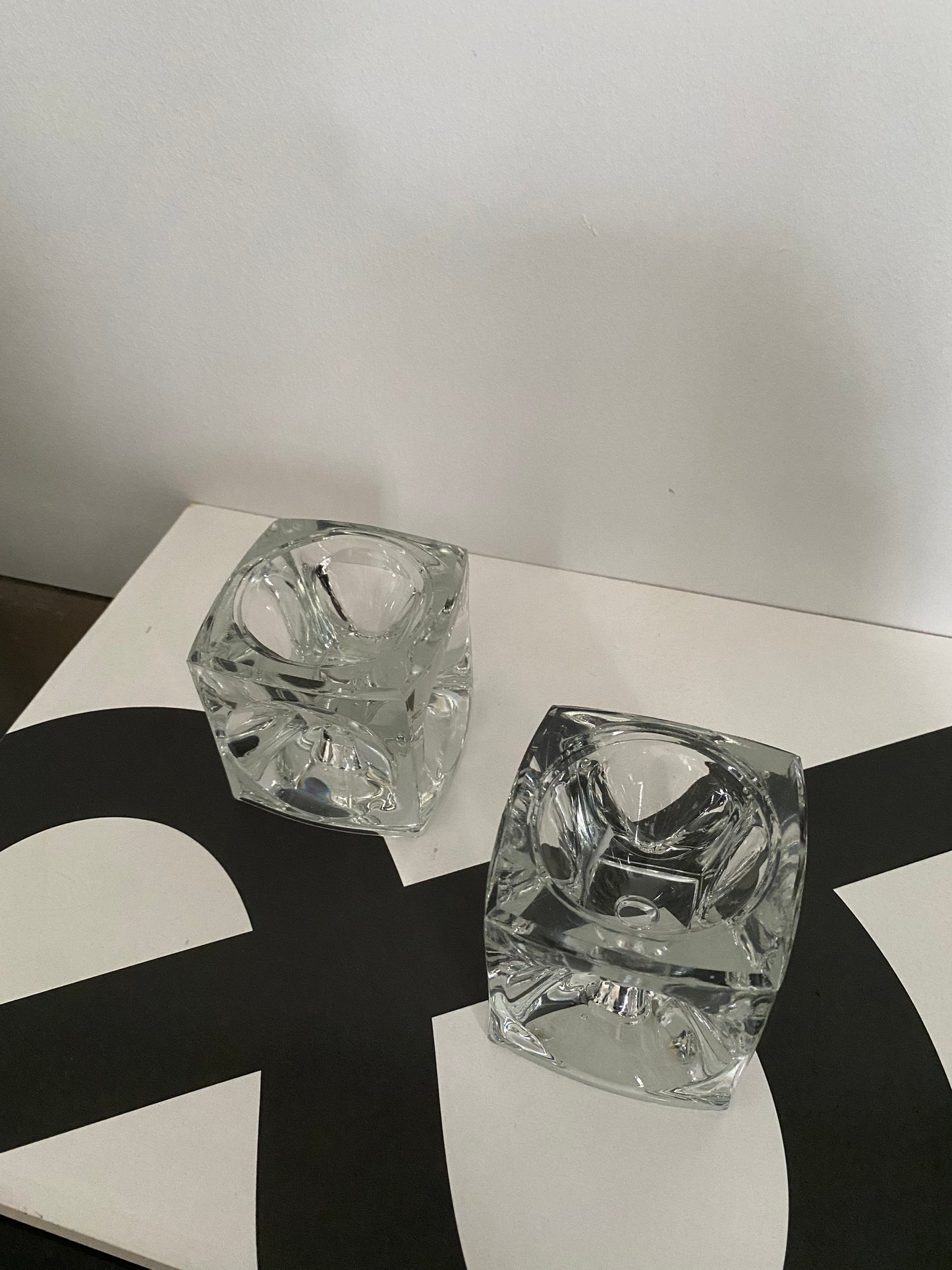 1970s Rudolf Jurnikl for Sklo Union ‘Ice Cube’ Candle Holder (Set of 2)