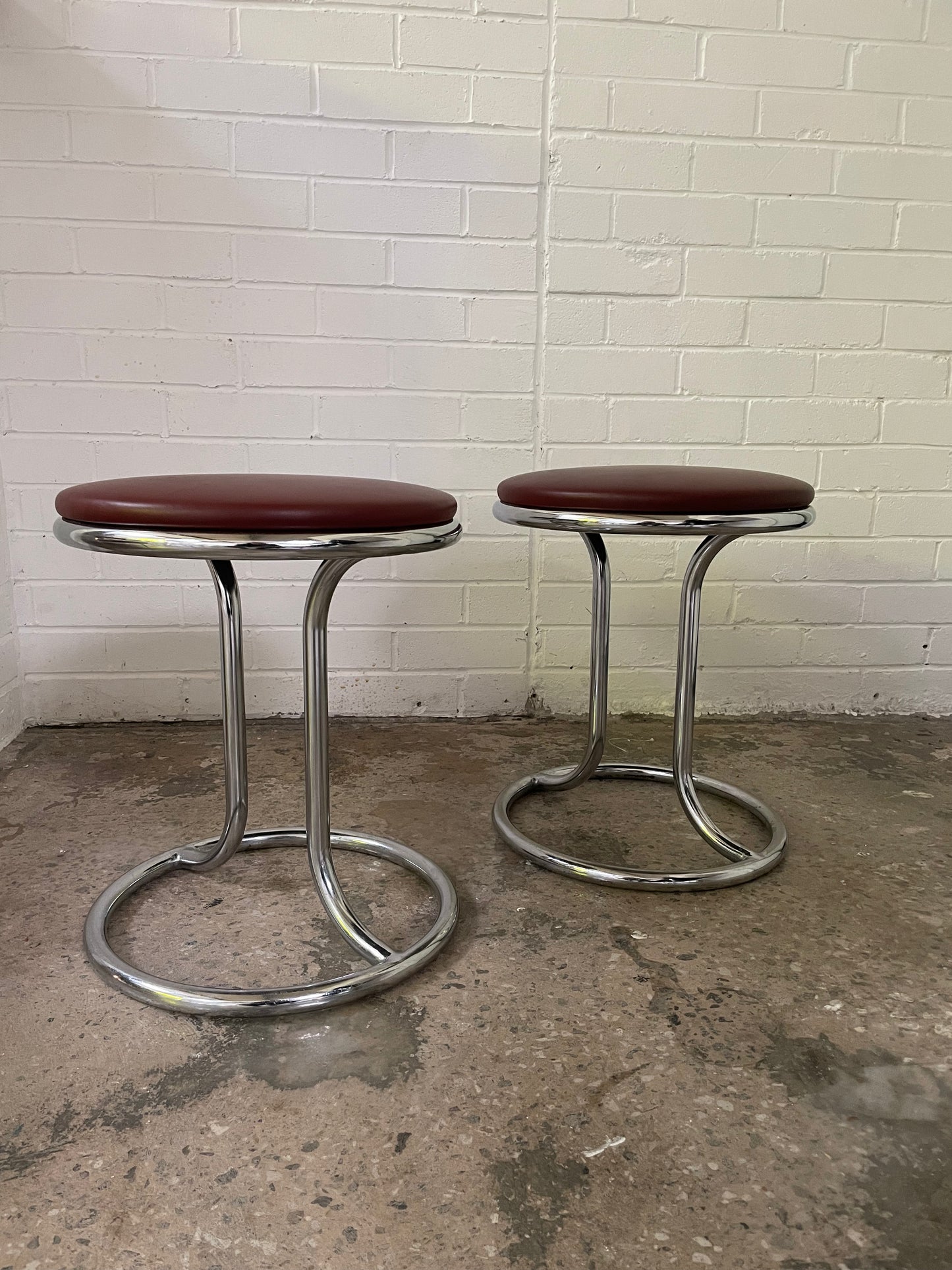 1950’s French Tubular Chrome & Leather Stools