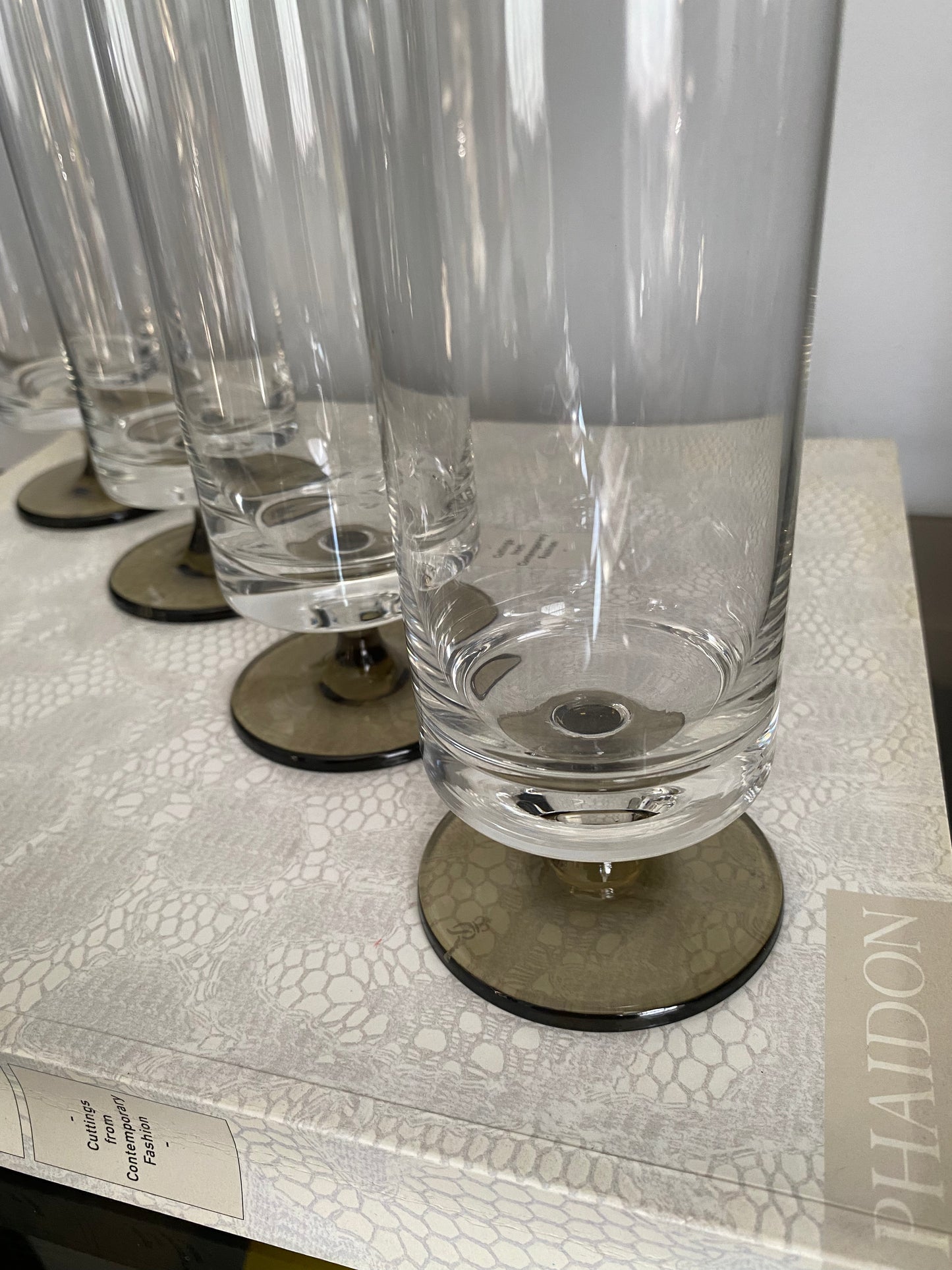 ROSENTHAL 1970’s Smoked pedestal base flutes x 4