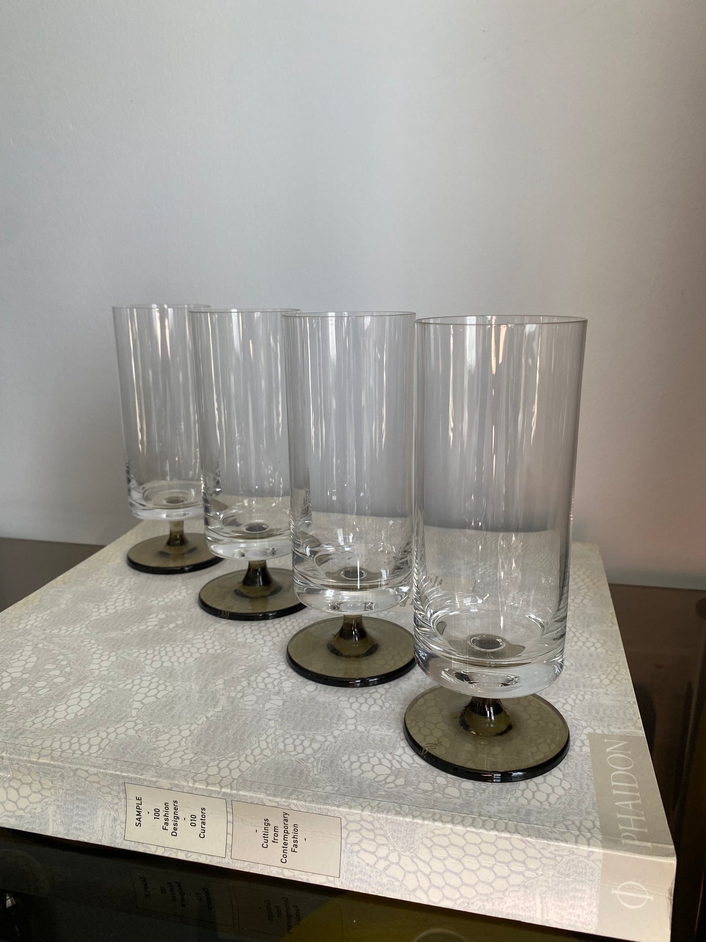ROSENTHAL 1970’s Smoked pedestal base flutes x 4