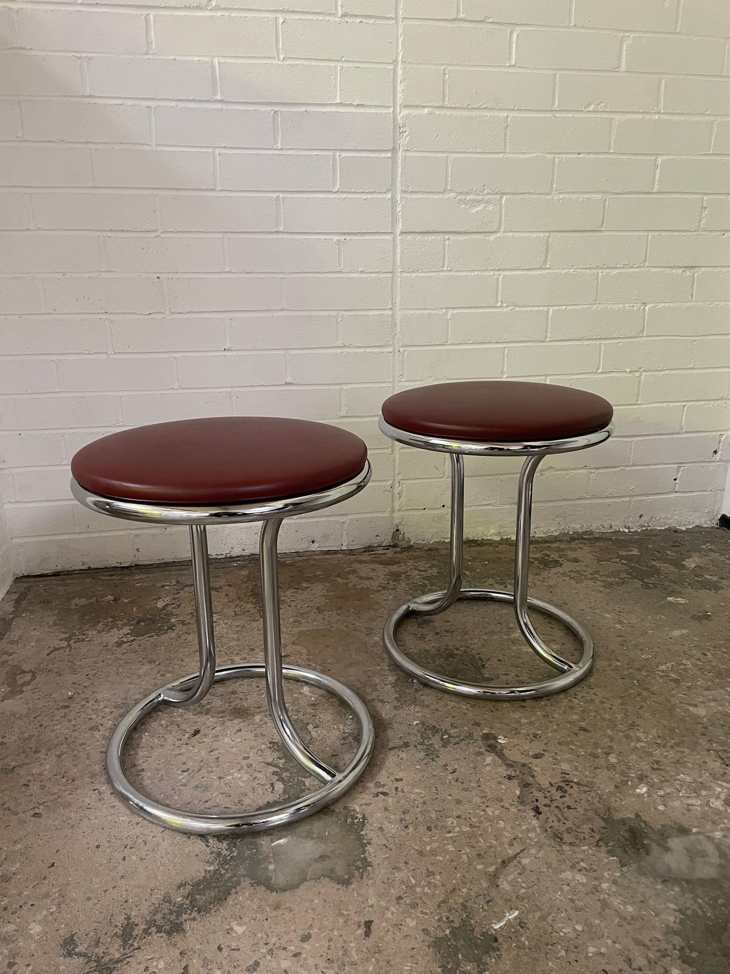 1950’s French Tubular Chrome & Leather Stools