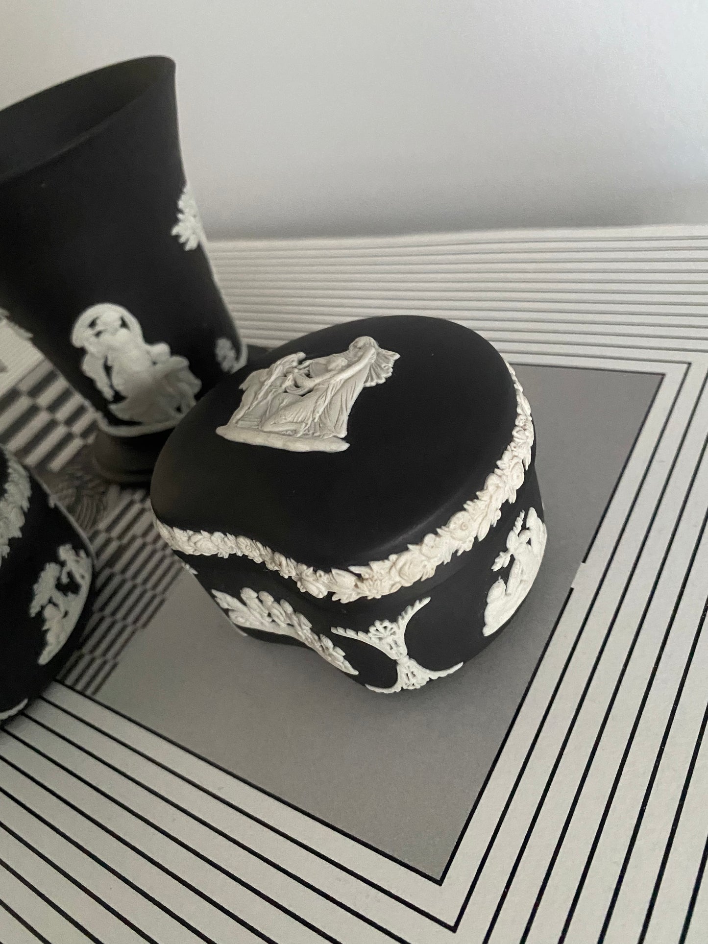 WEDGEWOOD Jasperware in Black Basalt 3 Piece Set