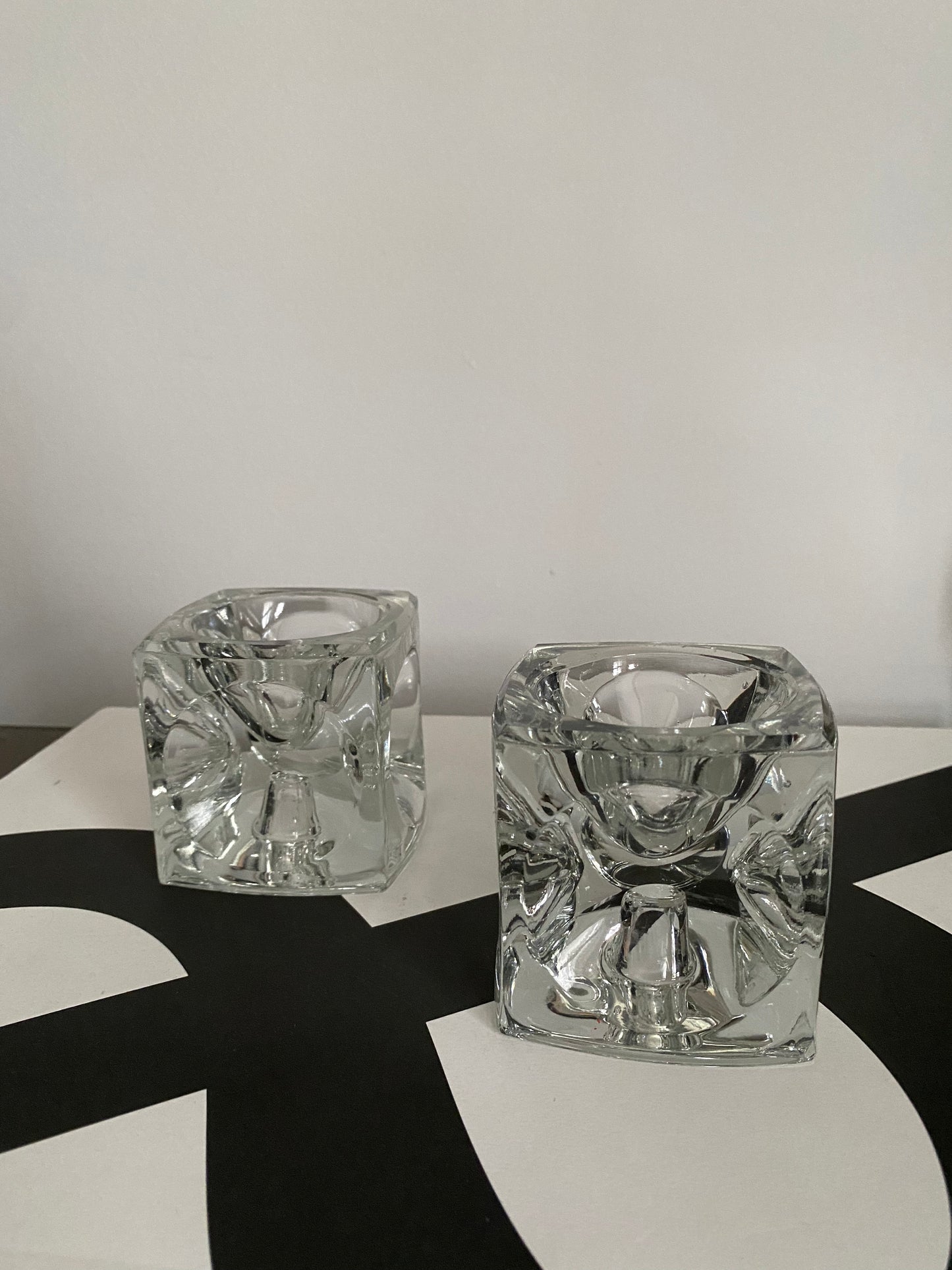 1970s Rudolf Jurnikl for Sklo Union ‘Ice Cube’ Candle Holder (Set of 2)