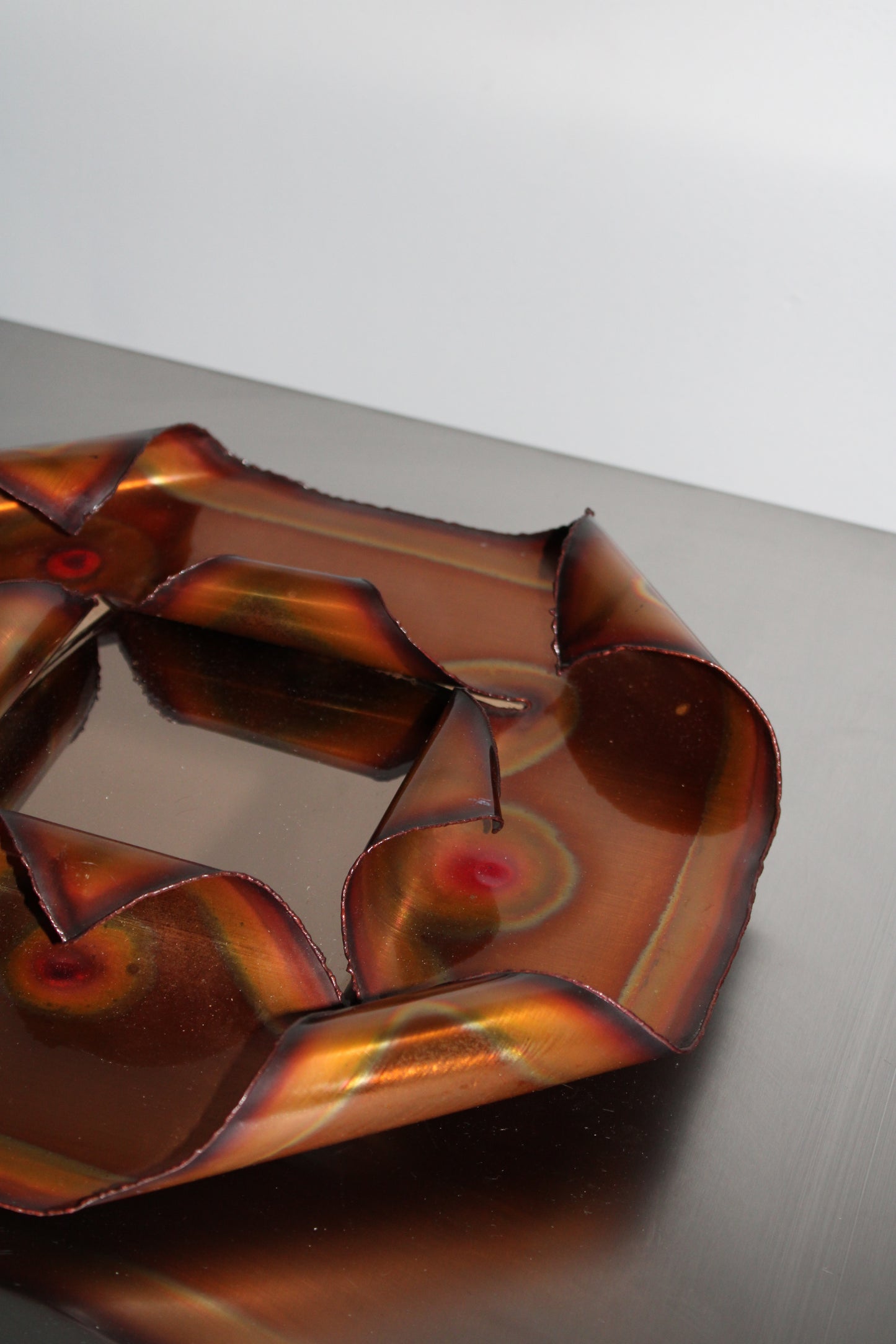 Brutalist burnished copper mirror, 1970’s