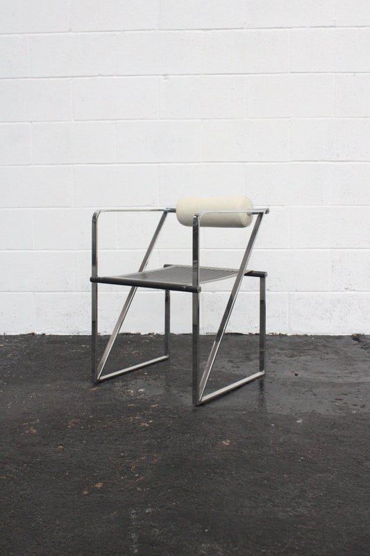 ‘Seconda’ chair in chrome & cream faux leather after Mario Botta,  Italy 1980s