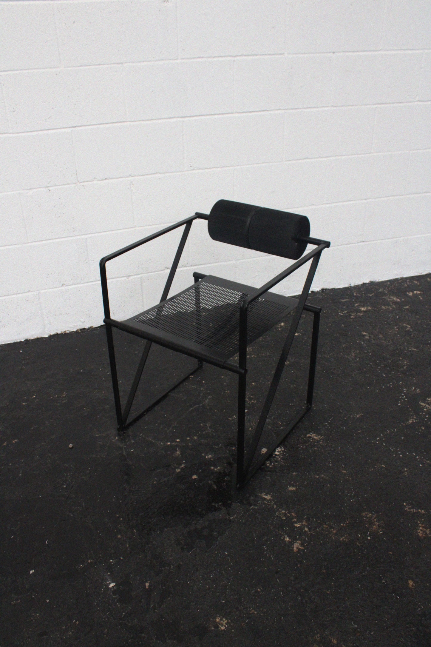 ‘Seconda’ chair in black steel by Mario Botta,  Italy 1980s