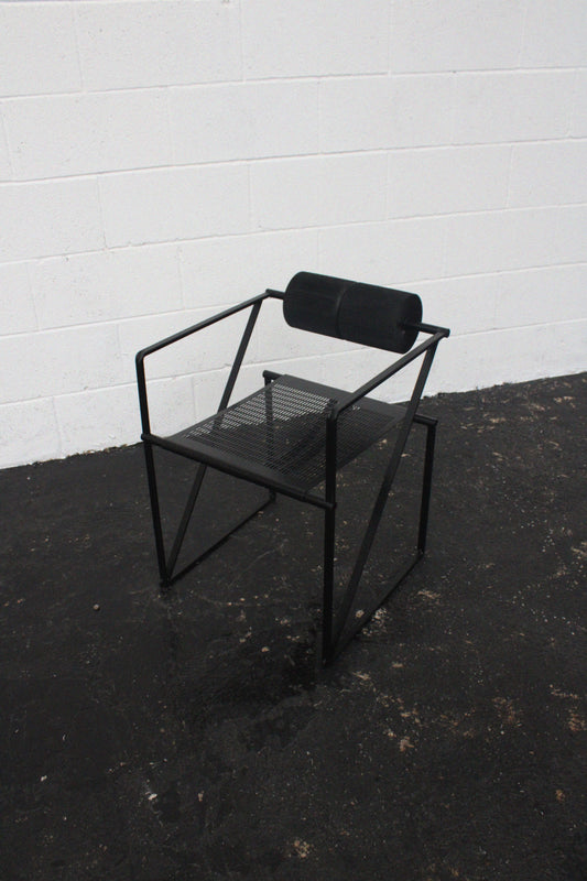‘Seconda’ chair in black steel by Mario Botta,  Italy 1980s