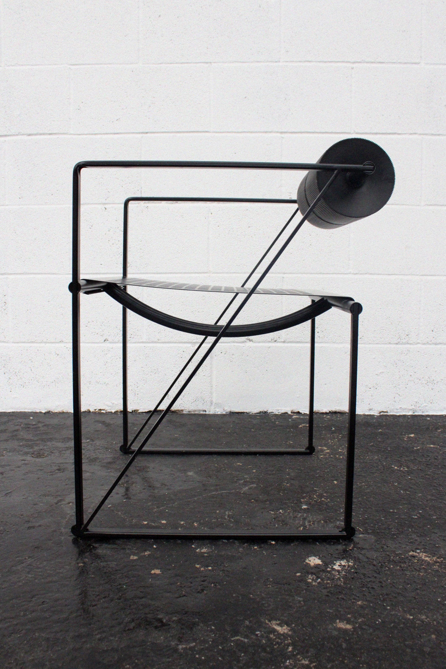 ‘Seconda’ chair in black steel by Mario Botta,  Italy 1980s