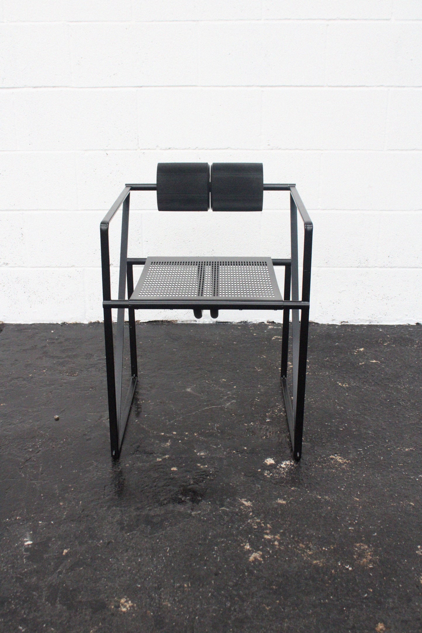‘Seconda’ chair in black steel by Mario Botta,  Italy 1980s