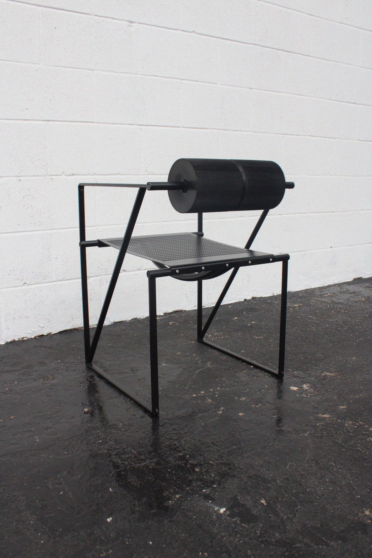 ‘Seconda’ chair in black steel by Mario Botta,  Italy 1980s