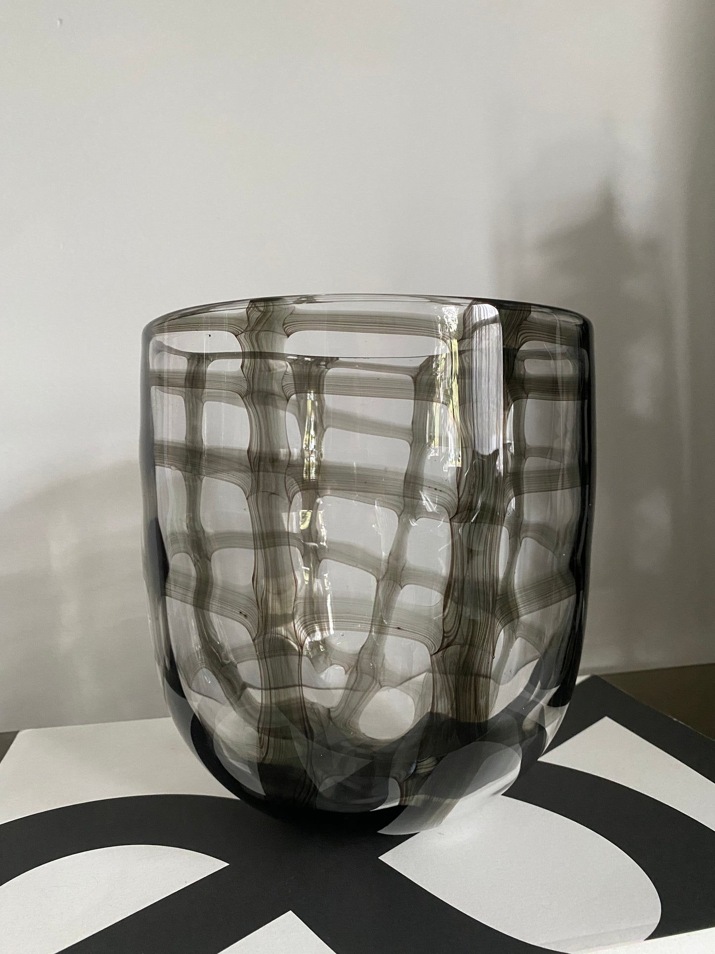 Large Vintage ‘Check’ Pattern Murano Glass Planter
