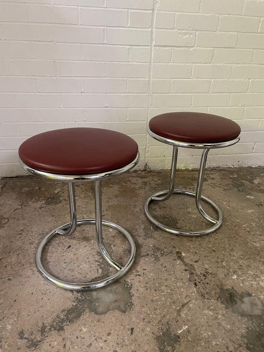 1950’s French Tubular Chrome & Leather Stools
