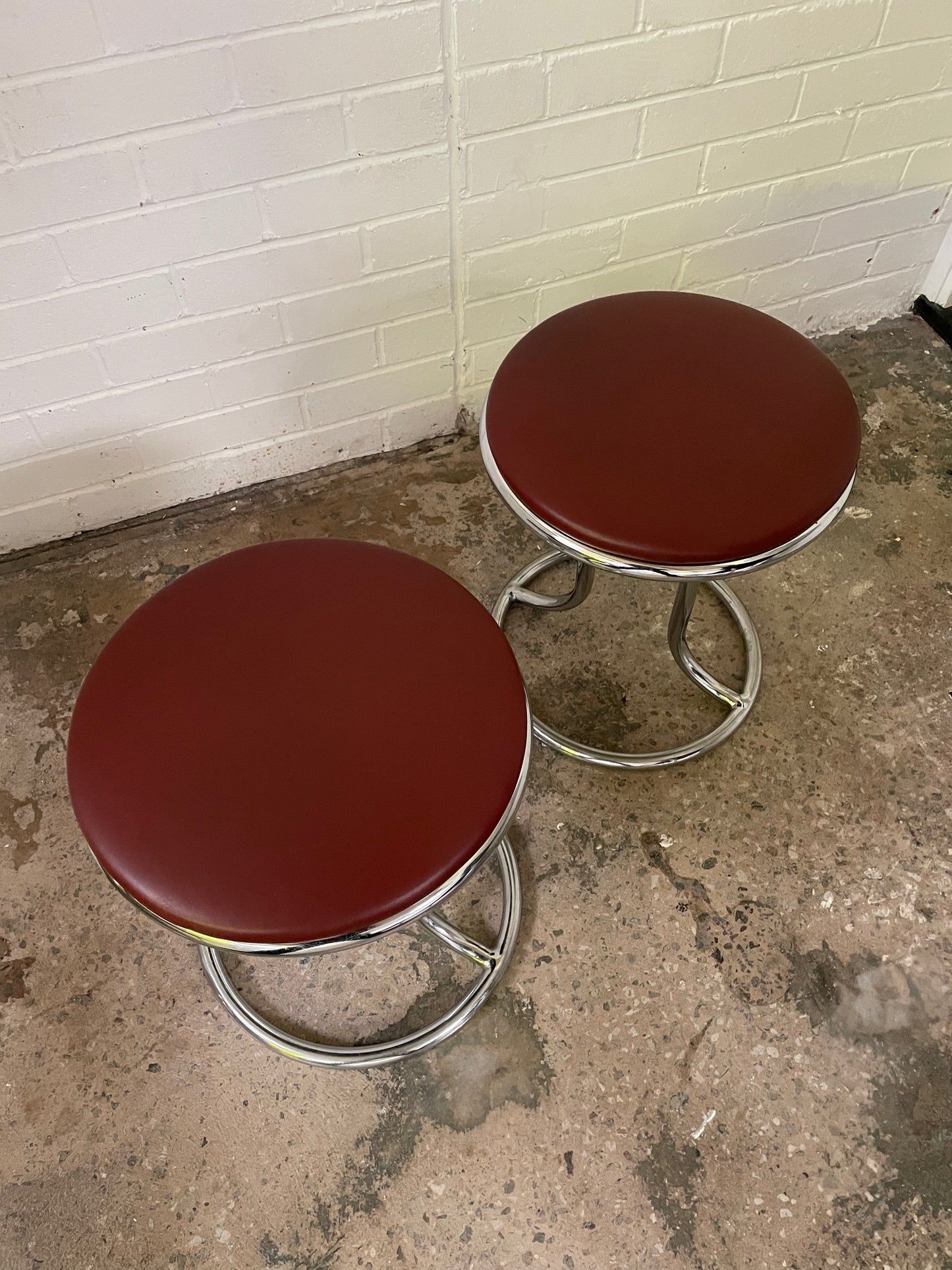 1950’s French Tubular Chrome & Leather Stools