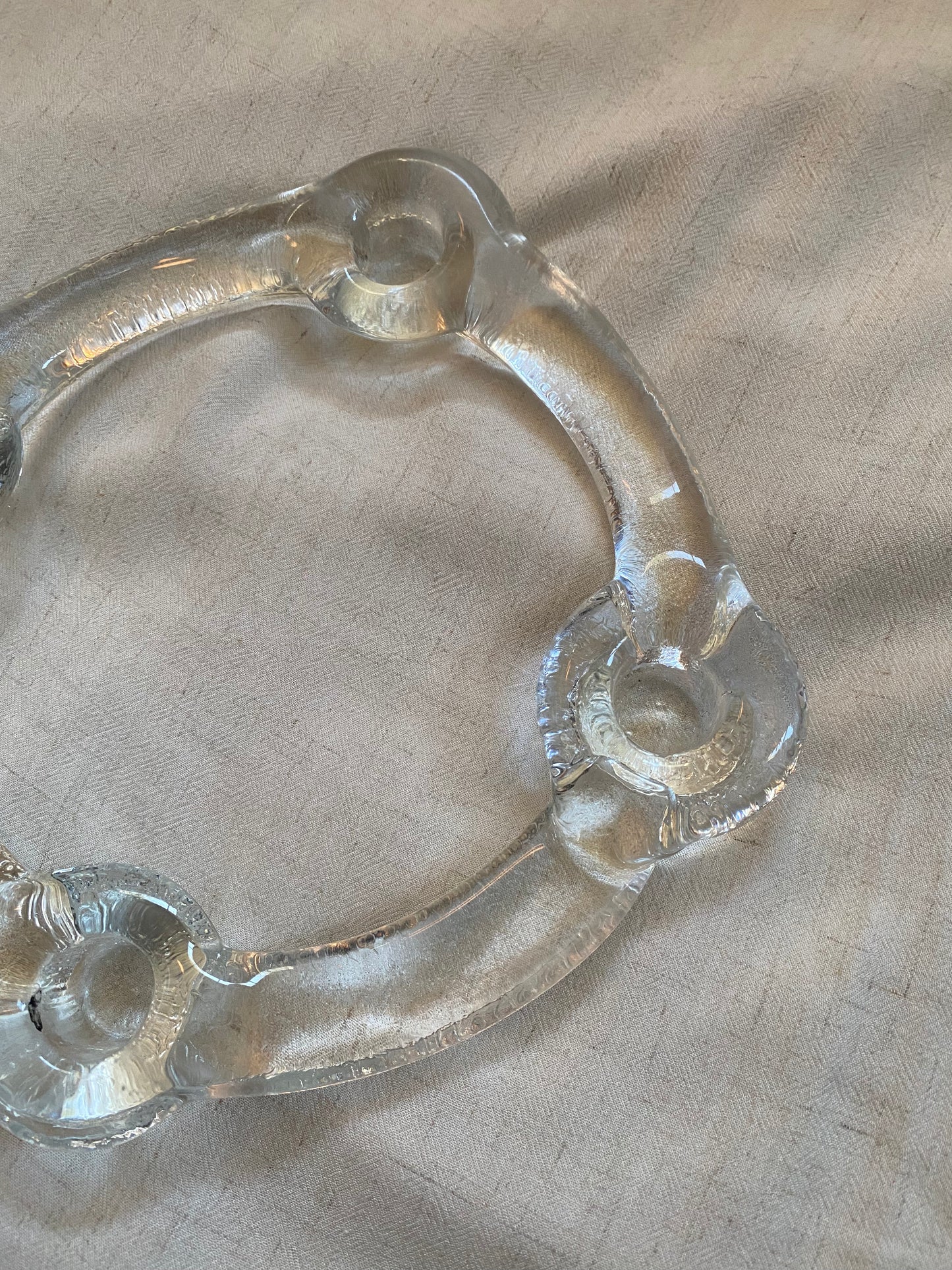 PUKERBERG 1960's Art Ice Glass Candle Holder by Staffan Gellerstadt