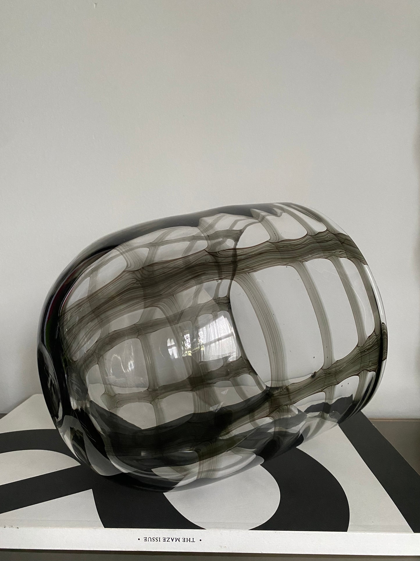 Large Vintage ‘Check’ Pattern Murano Glass Planter