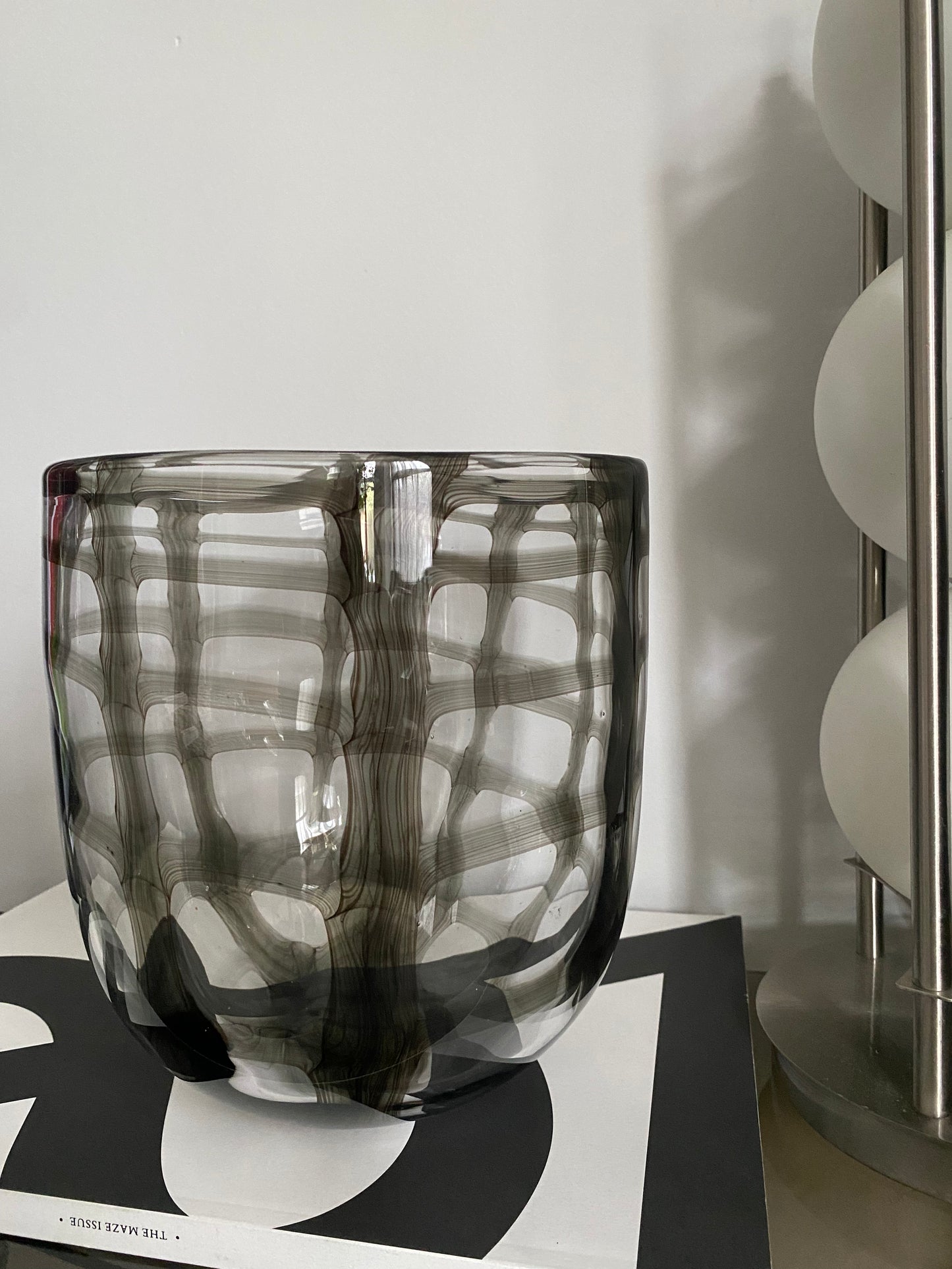 Large Vintage ‘Check’ Pattern Murano Glass Planter