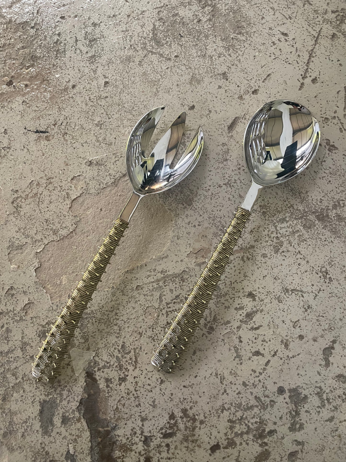 BRUTALIST style salad servers by Mukul Goyal