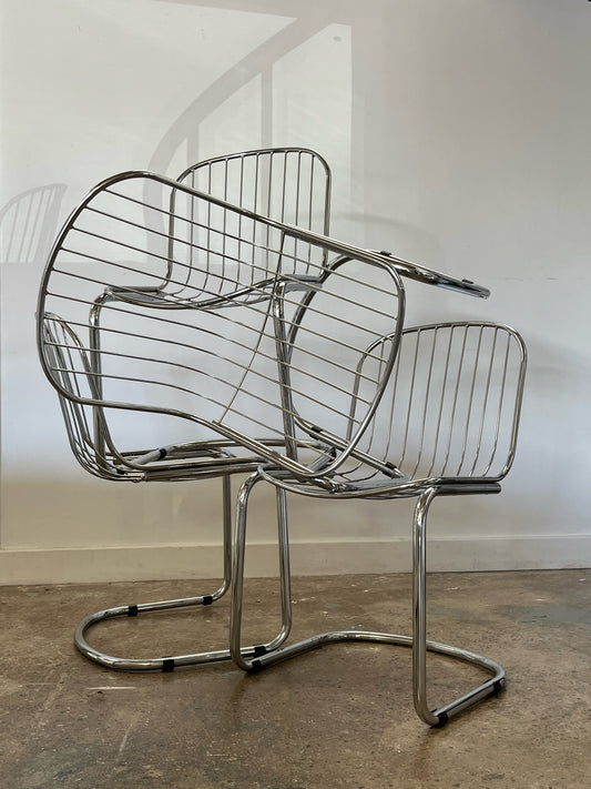 GASTONE RINALDI Cantilever Chairs x 4