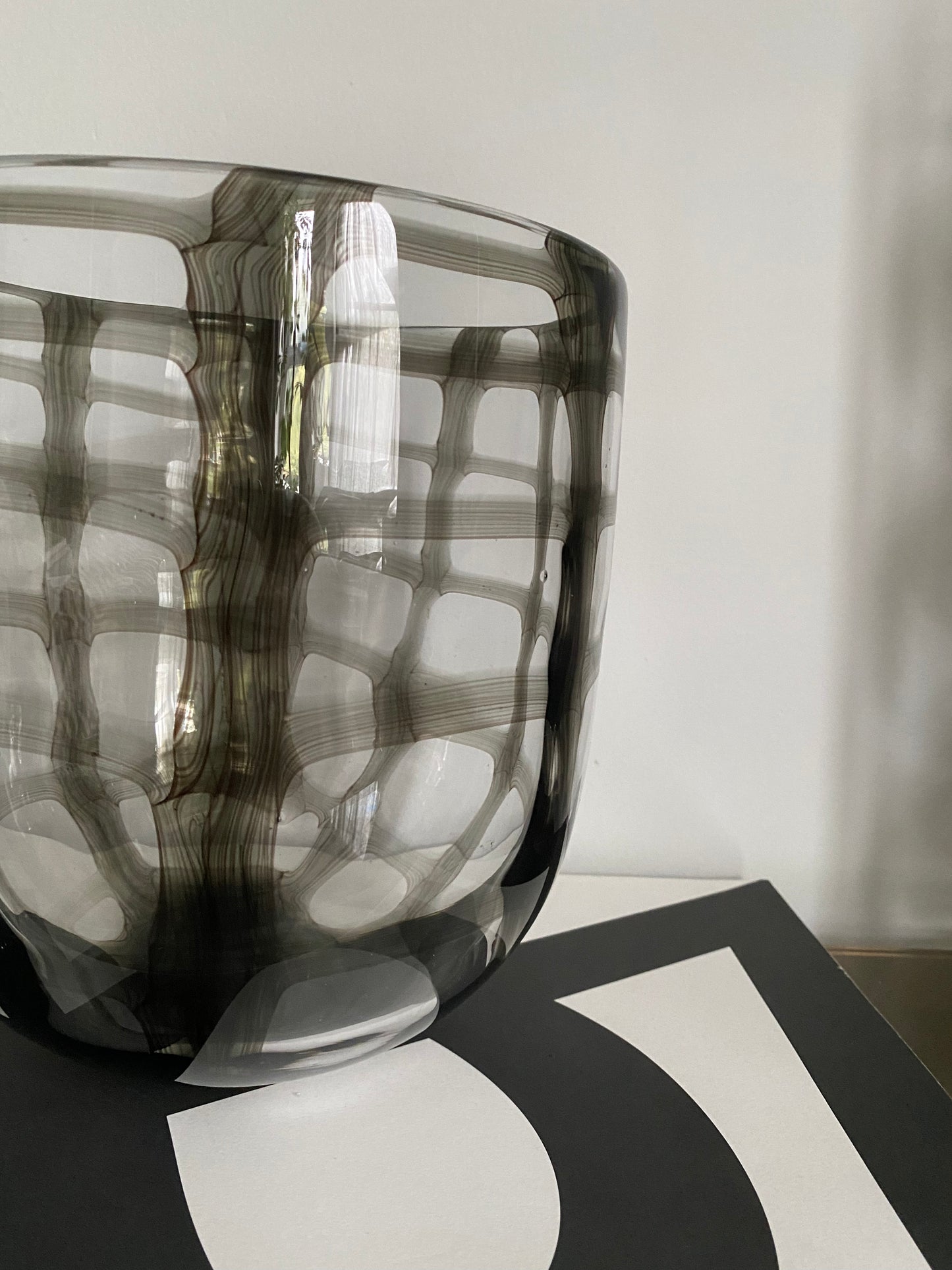 Large Vintage ‘Check’ Pattern Murano Glass Planter