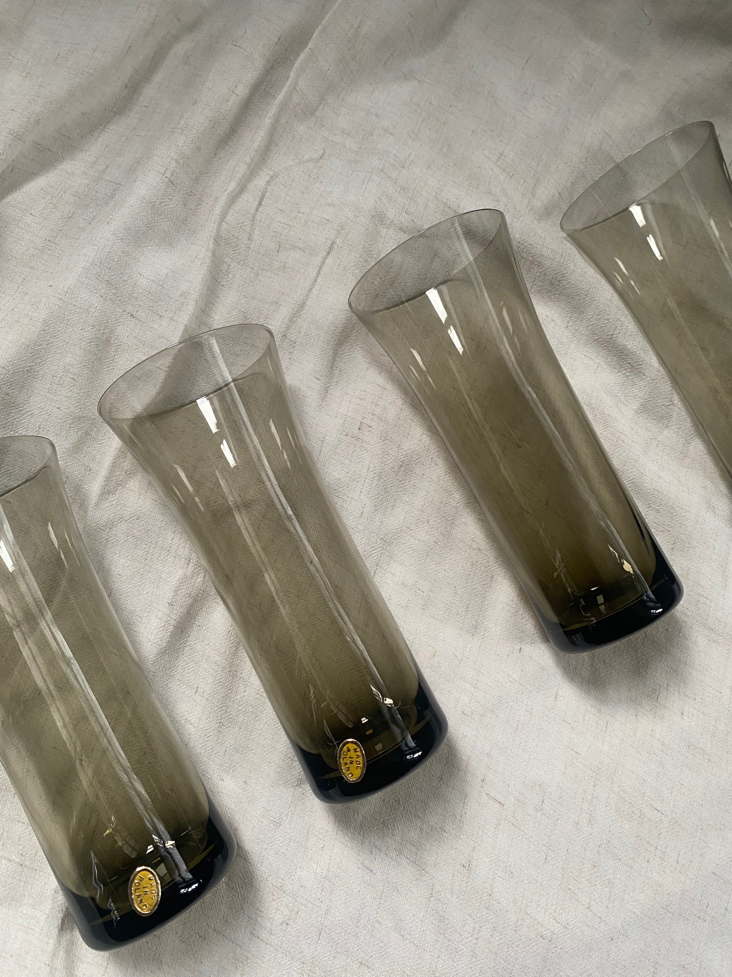 Smoked Glass Vintage Fluted Glasses (set of 6)